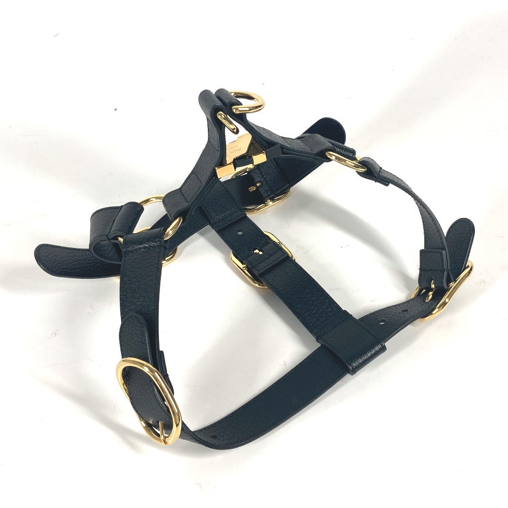 GUCCI 695253 GG スモール ペット ハーネス 犬 グッズ お散歩 ワンちゃん ドッグ DOG 雑貨 レザー ユニセックス ブラック