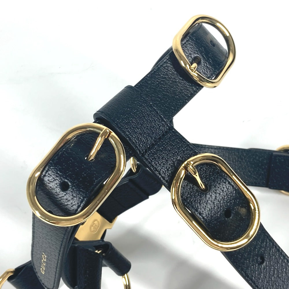 GUCCI 695253 GG スモール ペット ハーネス 犬 グッズ お散歩 ワンちゃん ドッグ DOG 雑貨 レザー ユニセックス ブラック