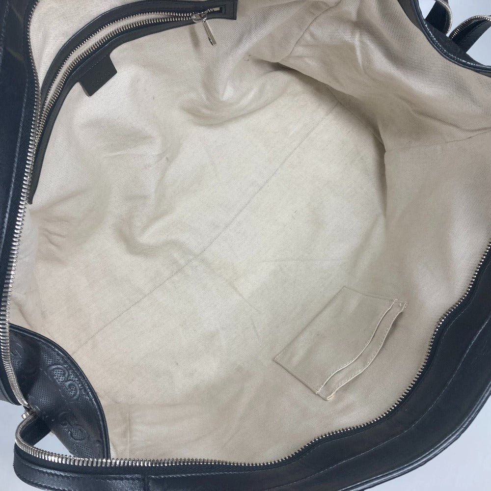 GUCCI 625772 肩掛け ショルダーバッグ ボストンバッグ GGエンボス トートバッグ レザー ユニセックス ブラック - brandshop-reference