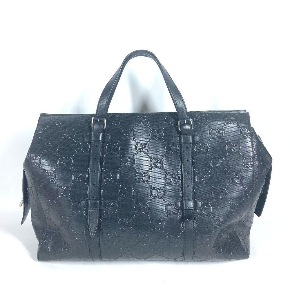 GUCCI 625772 肩掛け ショルダーバッグ ボストンバッグ GGエンボス トートバッグ レザー ユニセックス ブラック - brandshop-reference
