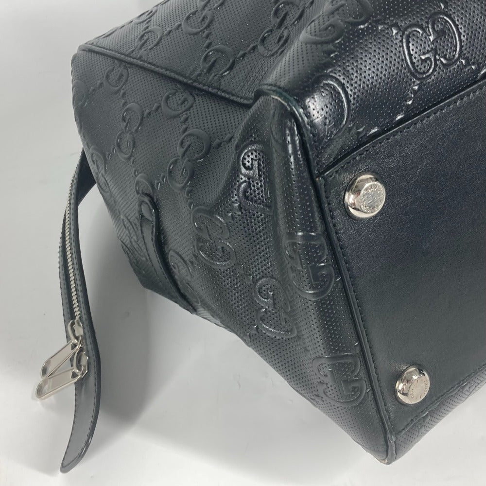 GUCCI 625772 肩掛け ショルダーバッグ ボストンバッグ GGエンボス トートバッグ レザー ユニセックス ブラック - brandshop-reference