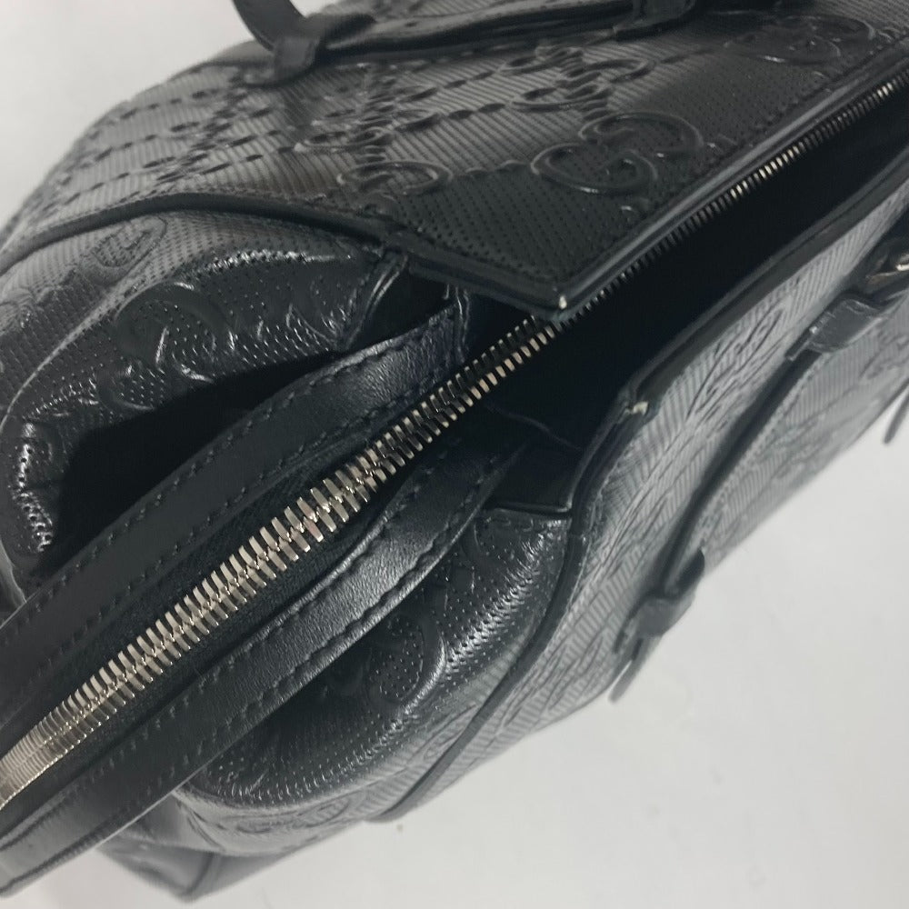 GUCCI 625772 肩掛け ショルダーバッグ ボストンバッグ GGエンボス トートバッグ レザー ユニセックス ブラック - brandshop-reference