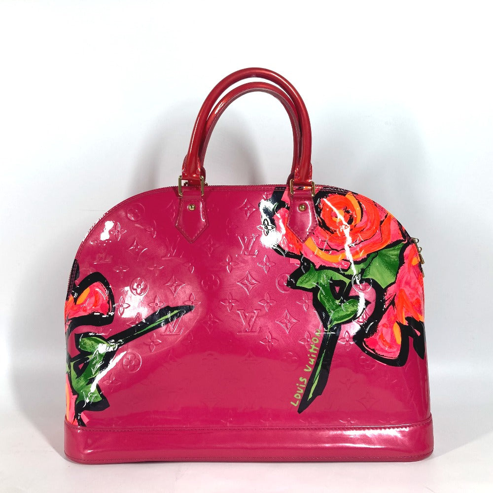 LOUIS VUITTON M93686 ヴェルニ ローズ 薔薇 スティーブンスプルース アルマ MM カバン トートバッグ ハンドバッグ パテントレザー レディース ローズポップ(ピンク) ピンク