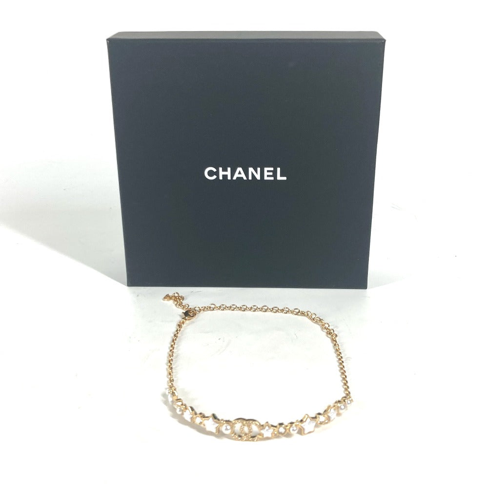 CHANEL B24C CC ココマーク スター 星 チェーン チョーカー アクセサリー ラインストーン ネックレス メタル レディース ゴールド - brandshop-reference