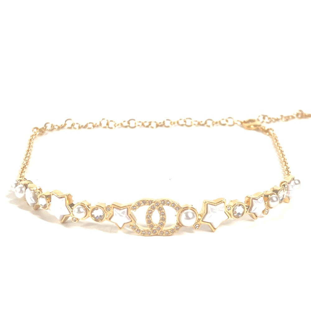 CHANEL B24C CC ココマーク スター 星 チェーン チョーカー アクセサリー ラインストーン ネックレス メタル レディース ゴールド - brandshop-reference