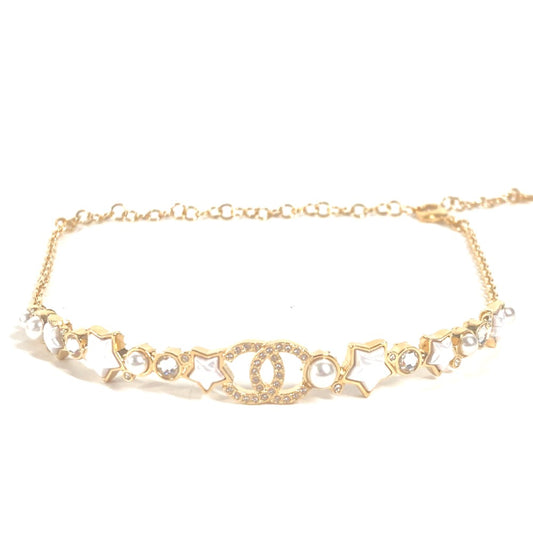CHANEL B24C CC ココマーク スター 星 チェーン チョーカー アクセサリー ラインストーン ネックレス メタル レディース ゴールド - brandshop-reference