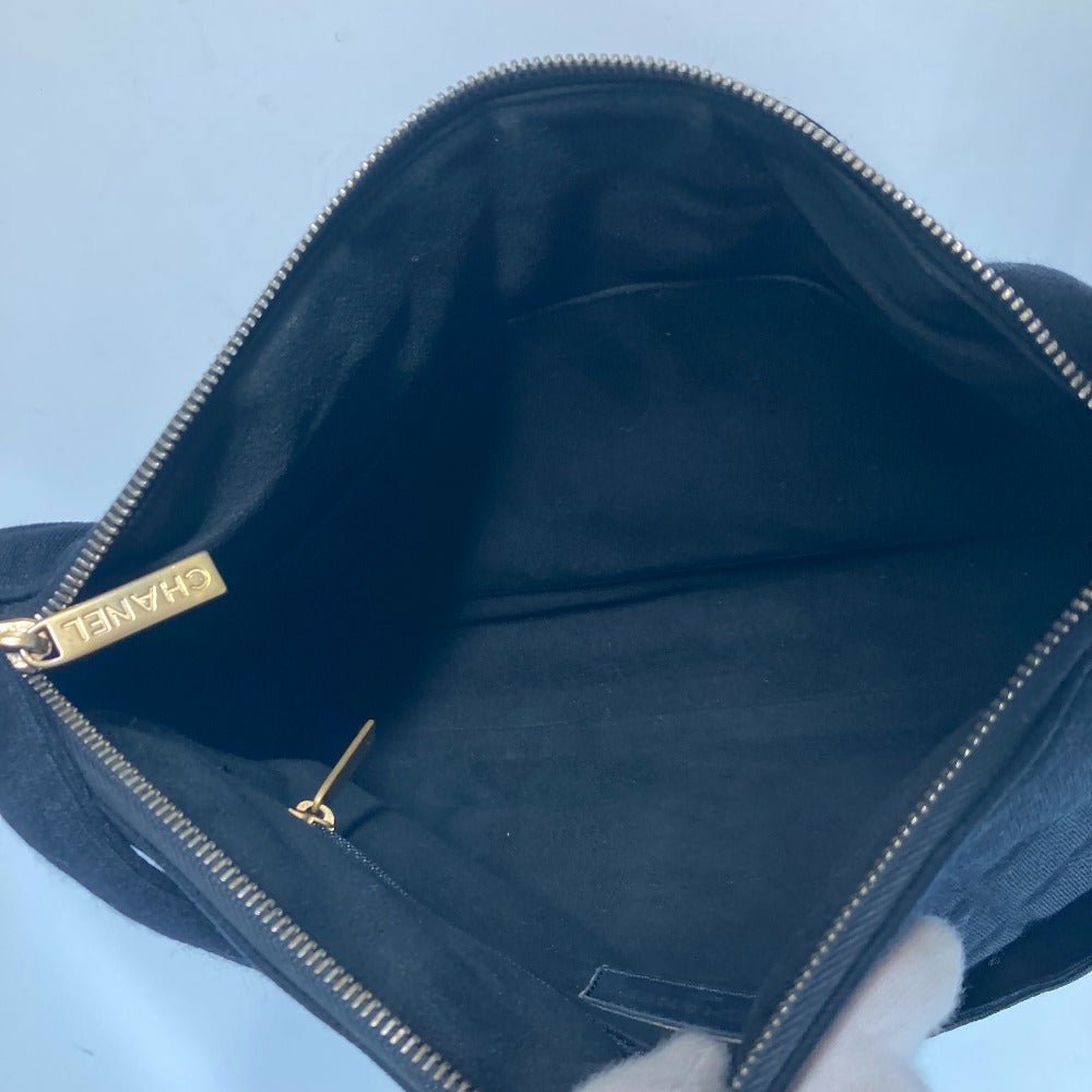 CHANEL キルティング ロゴ チョコバー CC ココマーク カバン アクセサリーポーチ 肩掛け ショルダーバッグ ジャージ レディース ブラック - brandshop-reference