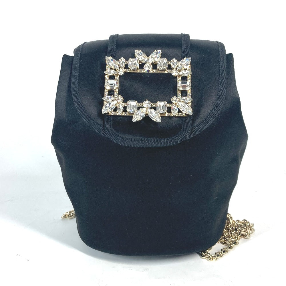 ROGER VIVIER RBWANDG0100KE8B999 Broche Vivier Mini Backpack ブロッシュ ヴィヴィエ バックパック カバン スワロフスキーチェーン リュックサック サテン レディース