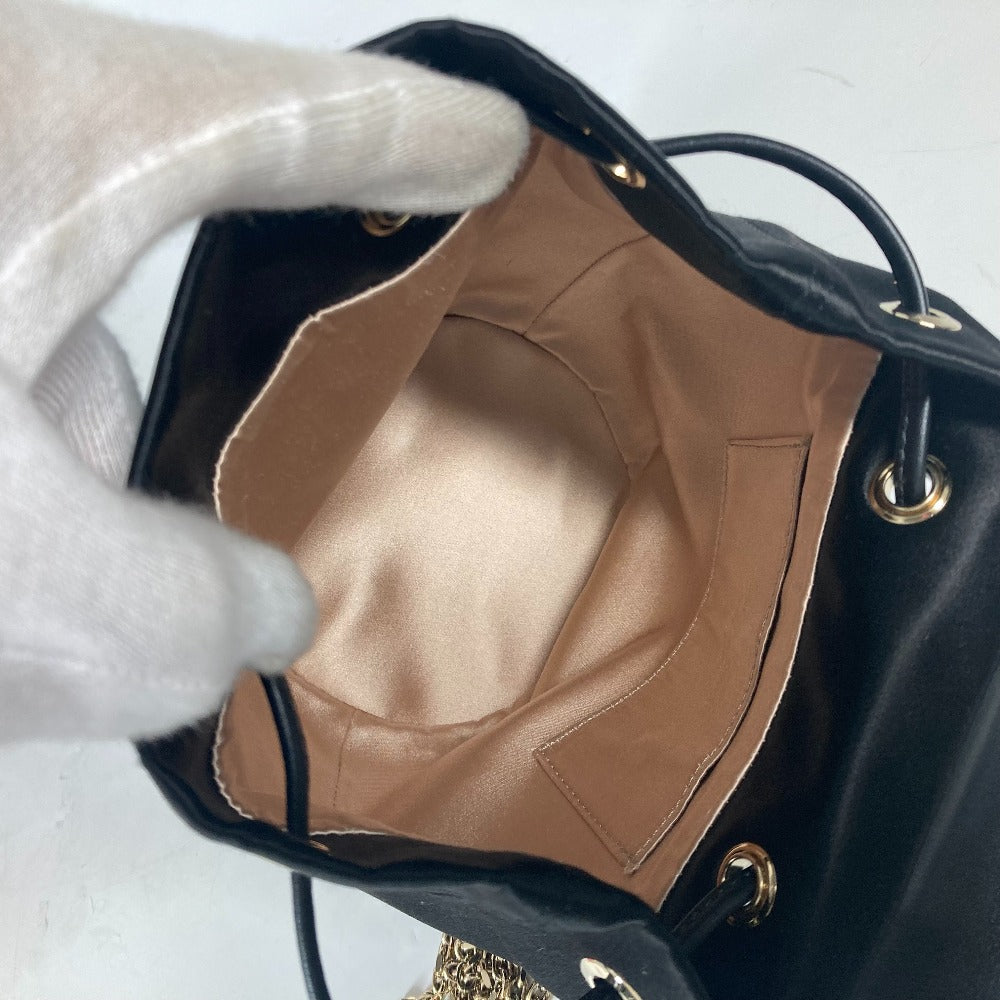 ROGER VIVIER RBWANDG0100KE8B999 Broche Vivier Mini Backpack ブロッシュ ヴィヴィエ バックパック カバン スワロフスキーチェーン リュックサック サテン レディース