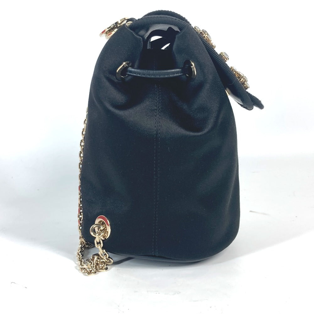 ROGER VIVIER RBWANDG0100KE8B999 Broche Vivier Mini Backpack ブロッシュ ヴィヴィエ バックパック カバン スワロフスキーチェーン リュックサック サテン レディース