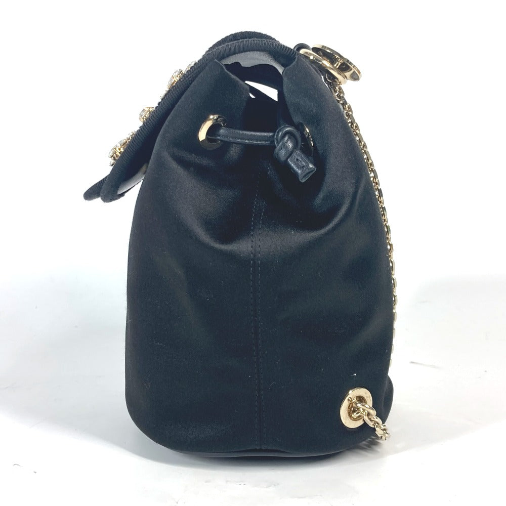 ROGER VIVIER RBWANDG0100KE8B999 Broche Vivier Mini Backpack ブロッシュ ヴィヴィエ バックパック カバン スワロフスキーチェーン リュックサック サテン レディース