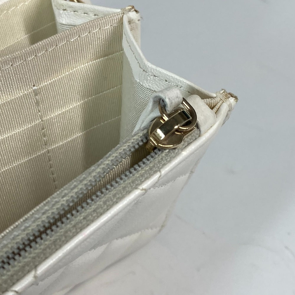 CHANEL Crossbody bag CC CC Mark Frill Chain Wallet Shoulder Bag Long Wallet Leather White/GoldHardware Used