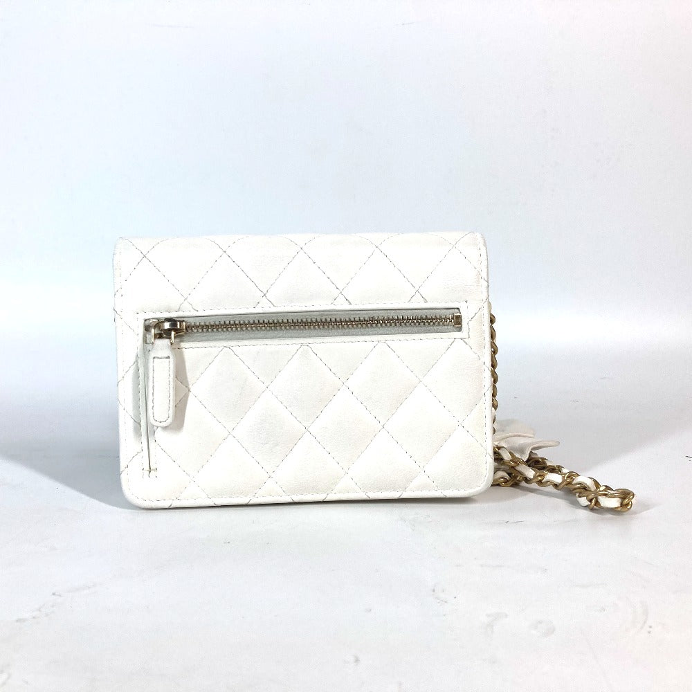 CHANEL Crossbody bag CC CC Mark Frill Chain Wallet Shoulder Bag Long Wallet Leather White/GoldHardware Used