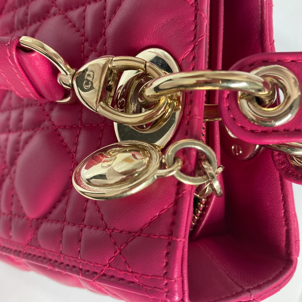 Dior 斜め掛け レディディオール Ladydior トートバッグ カバン ショルダーバッグ 2WAYバッグ ハンドバッグ ラムスキン レディース ピンク