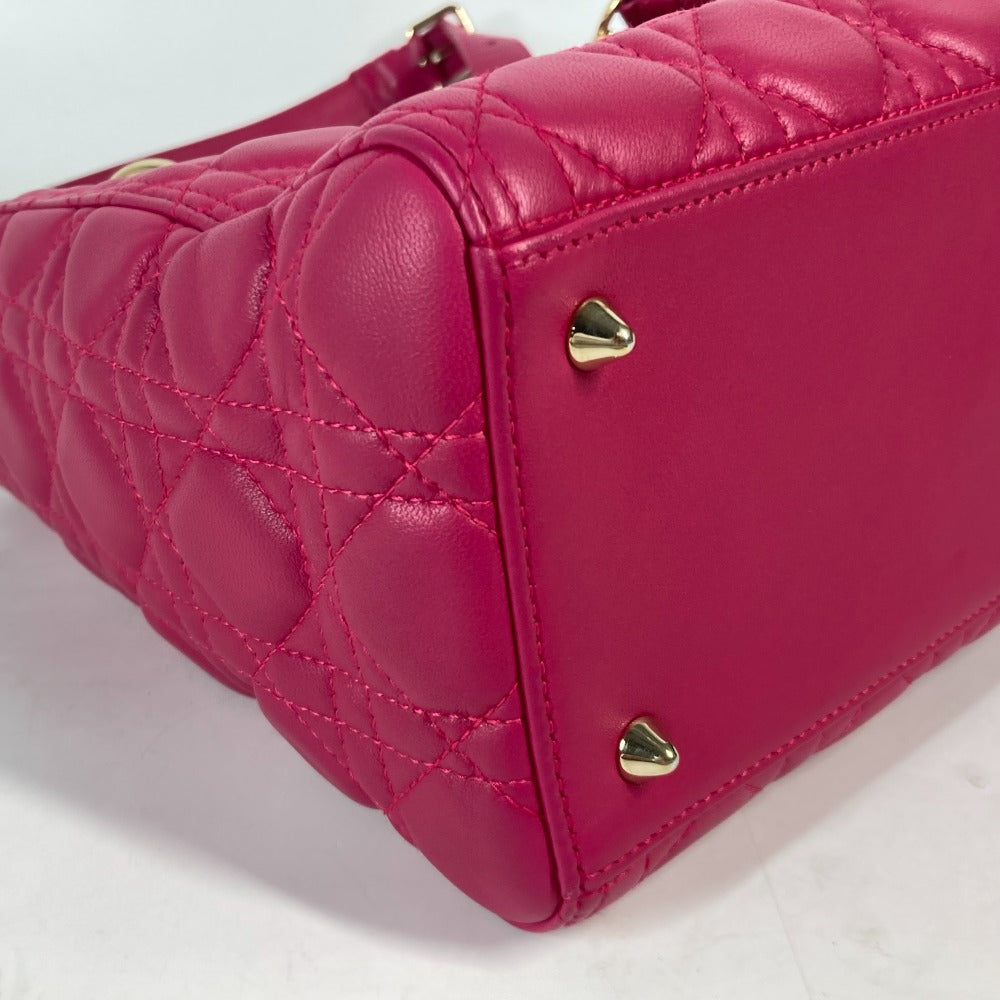 Dior 斜め掛け レディディオール Ladydior トートバッグ カバン ショルダーバッグ 2WAYバッグ ハンドバッグ ラムスキン レディース ピンク