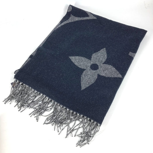 LOUIS VUITTON M77950 モノグラム マフラーモノグラム ジャイアント フリンジ マフラー カシミヤ ユニセックス ネイビー - brandshop-reference