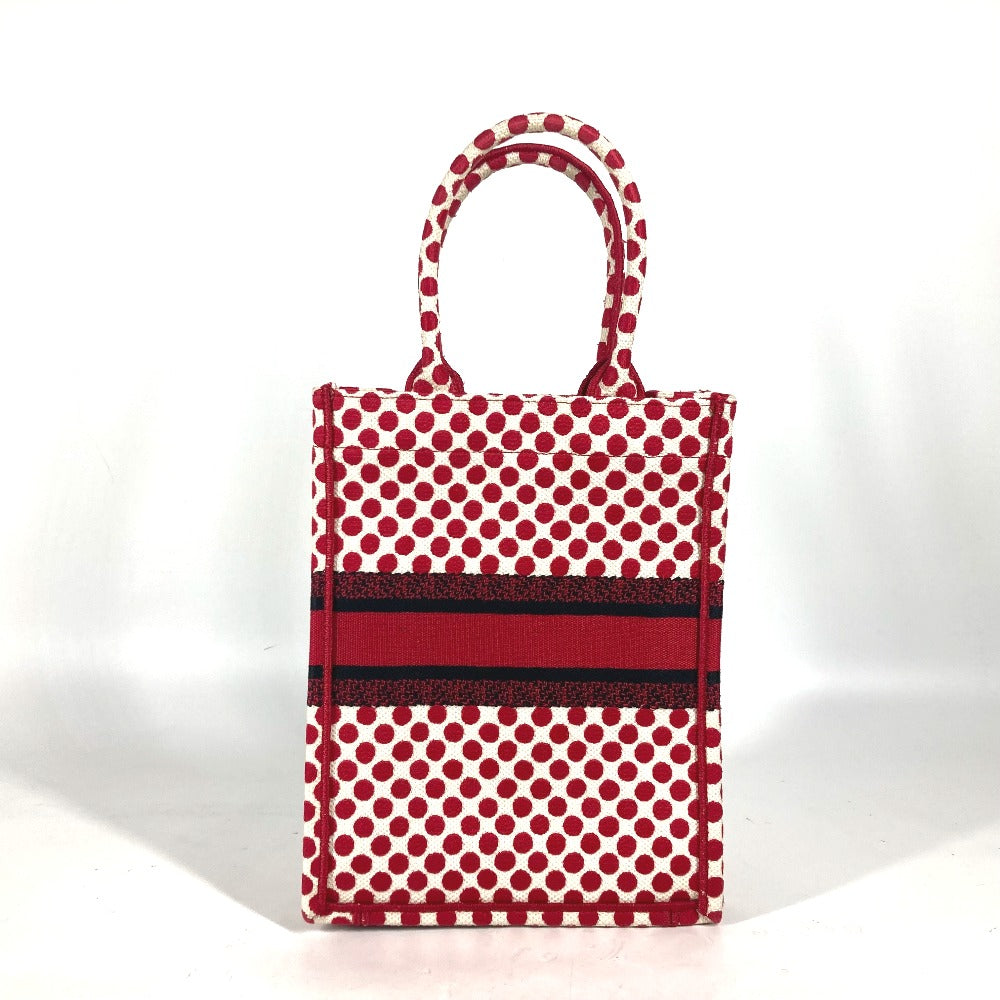 Dior DIORAMOUR ディオールアムール バーティカル ブックトート 水玉 ハンドバッグ キャンバス レディース レッド - brandshop-reference
