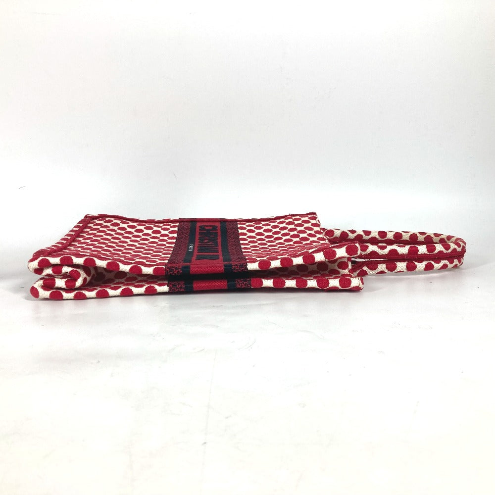 Dior DIORAMOUR ディオールアムール バーティカル ブックトート 水玉 ハンドバッグ キャンバス レディース レッド - brandshop-reference