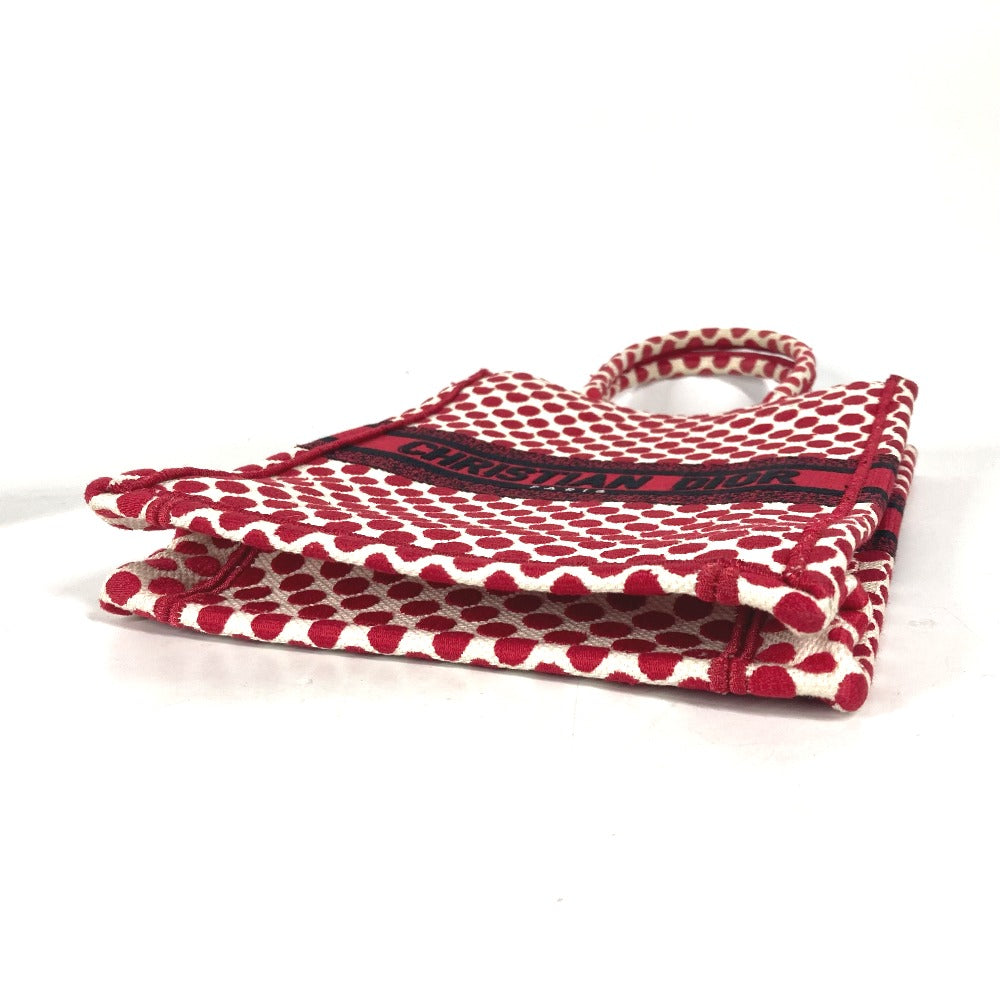 Dior DIORAMOUR ディオールアムール バーティカル ブックトート 水玉 ハンドバッグ キャンバス レディース レッド - brandshop-reference