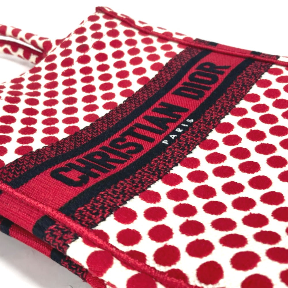 Dior DIORAMOUR ディオールアムール バーティカル ブックトート 水玉 ハンドバッグ キャンバス レディース レッド - brandshop-reference