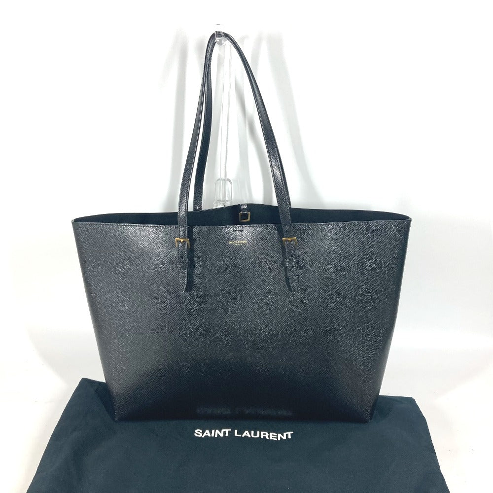 SAINT LAURENT PARIS 604309  EAST WEST イーストウエスト ショッピングバッグ ロゴ トートバッグ 肩掛け カバン ショルダーバッグ レザー ユニセックス ブラック