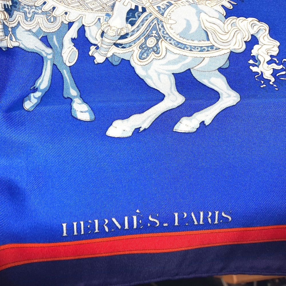 HERMES カレ90 Carrousel カルーセル スカーフ シルク レディース ブルー