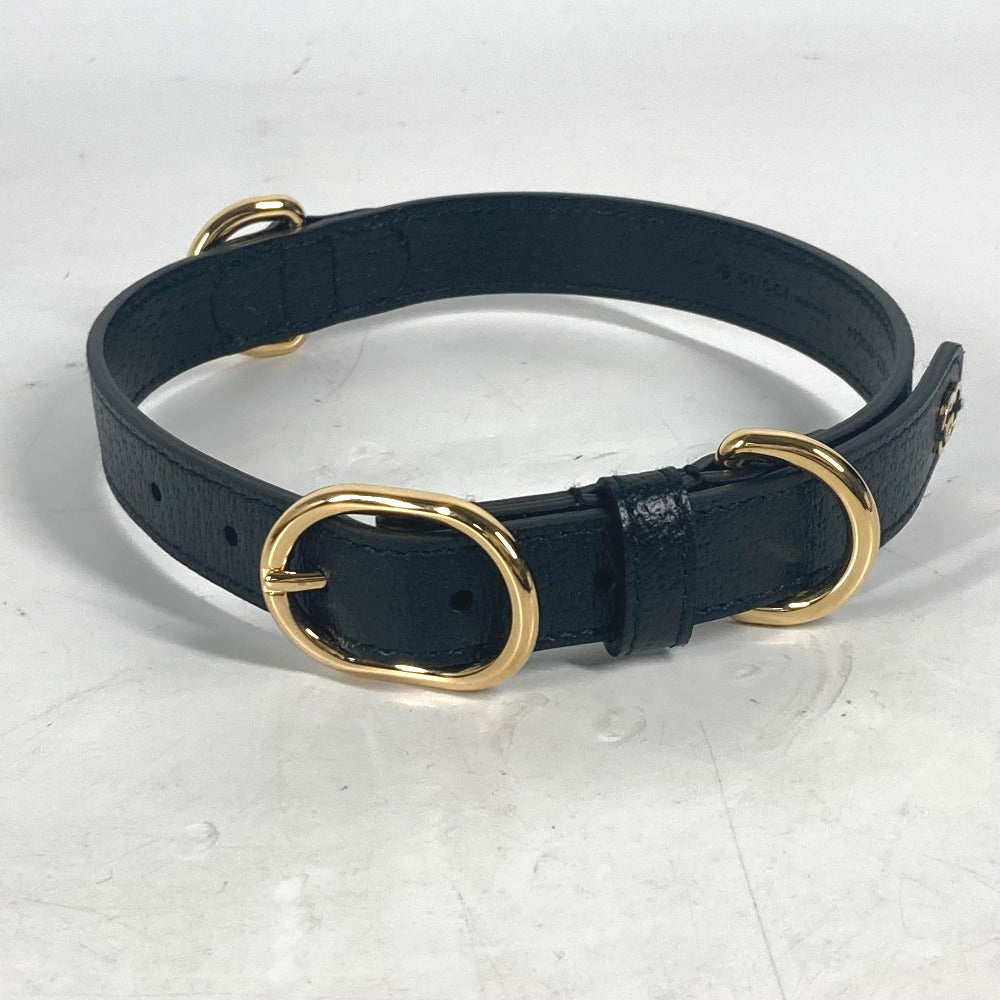 GUCCI 692943 GG スモール/ミディアム ペット カラー ドッグ 犬 わんちゃん アクセサリー 首輪 レザー ユニセックス ブラック