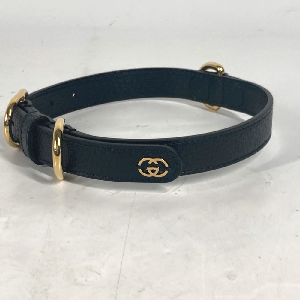 GUCCI 692943 GG スモール/ミディアム ペット カラー ドッグ 犬 わんちゃん アクセサリー 首輪 レザー ユニセックス ブラック