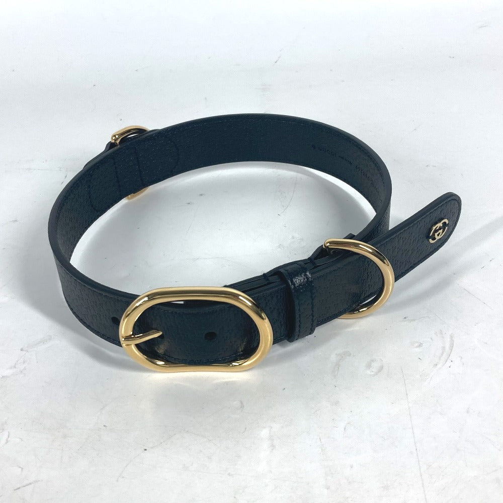 GUCCI 695256 GG ラージ/エクストララージ ペット カラー ドッグ 犬 わんちゃん アクセサリー 首輪 レザー ユニセックス ブラック