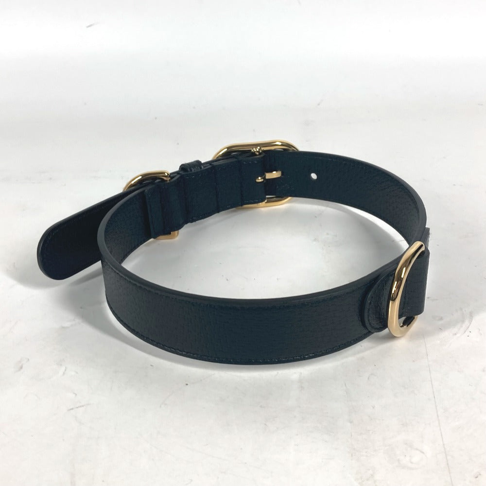 GUCCI 695256 GG ラージ/エクストララージ ペット カラー ドッグ 犬 わんちゃん アクセサリー 首輪 レザー ユニセックス ブラック