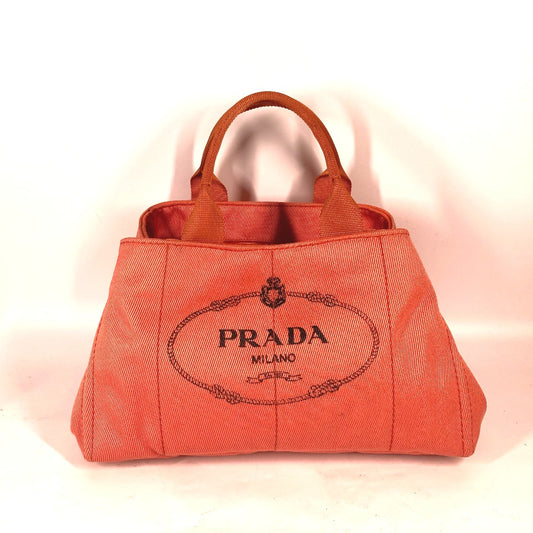 PRADA BN1872 トートバッグ カナパ ラージ ロゴ カバン ショルダーバッグ 肩掛け ハンドバッグ キャンバス ユニセックス オレンジ