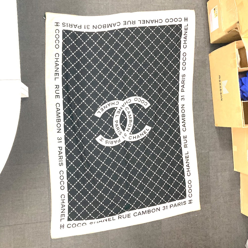CHANEL 大判 ロゴ ポーチ付き  インテリア ひざかけ ブランケット ウール レディース ブラック - brandshop-reference