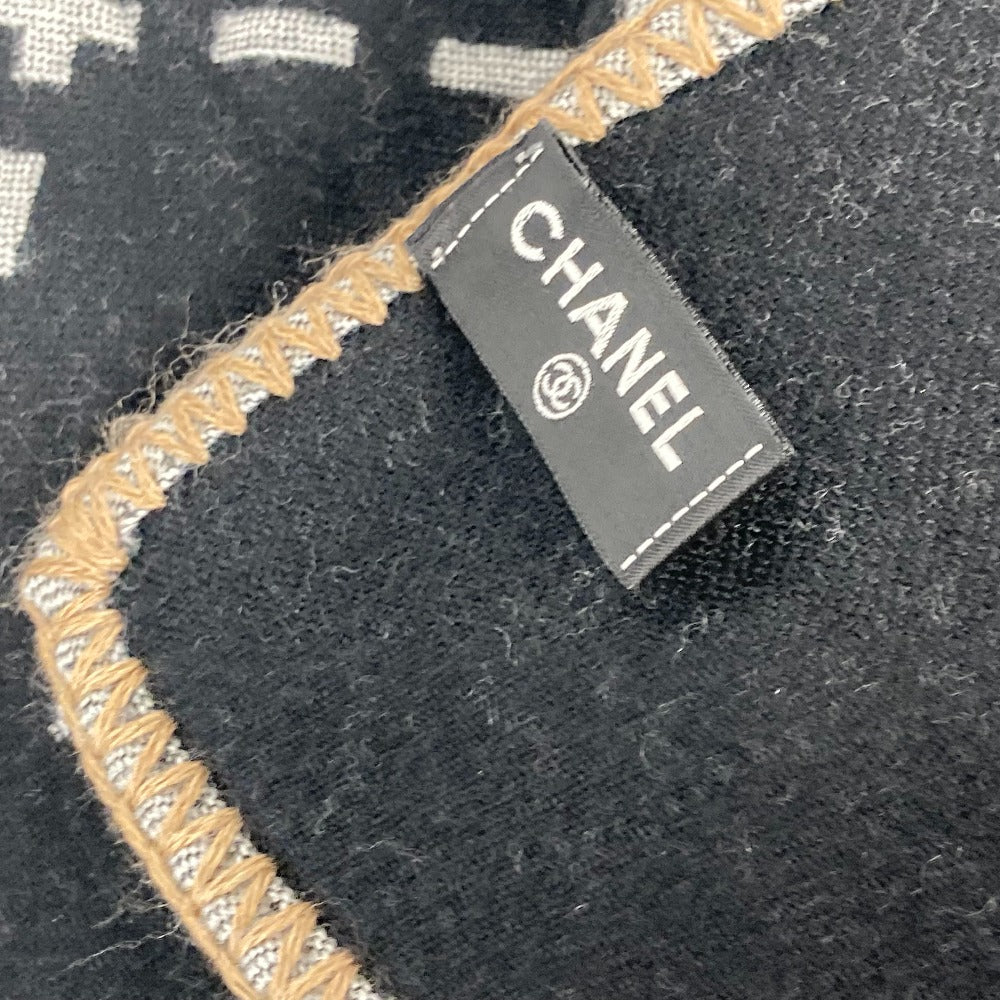 CHANEL 大判 ロゴ ポーチ付き  インテリア ひざかけ ブランケット ウール レディース ブラック - brandshop-reference