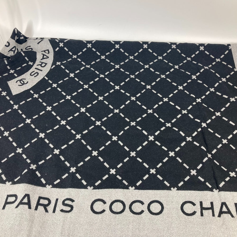 CHANEL 大判 ロゴ ポーチ付き  インテリア ひざかけ ブランケット ウール レディース ブラック - brandshop-reference