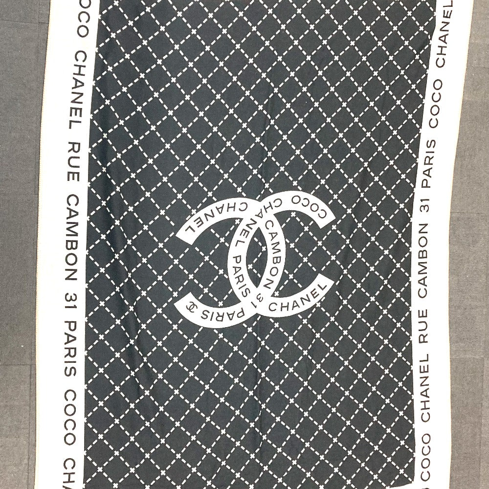 CHANEL 大判 ロゴ ポーチ付き  インテリア ひざかけ ブランケット ウール レディース ブラック - brandshop-reference