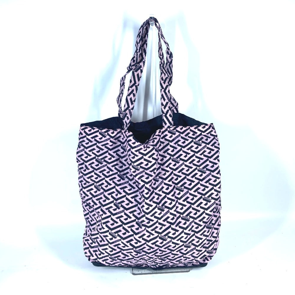 VERSACE グレカ ロゴ 折り畳み エコバッグ カバン 縦型 トートバッグ ポーチ ショルダーバッグ レザー/ナイロン ユニセックス カーキ - brandshop-reference