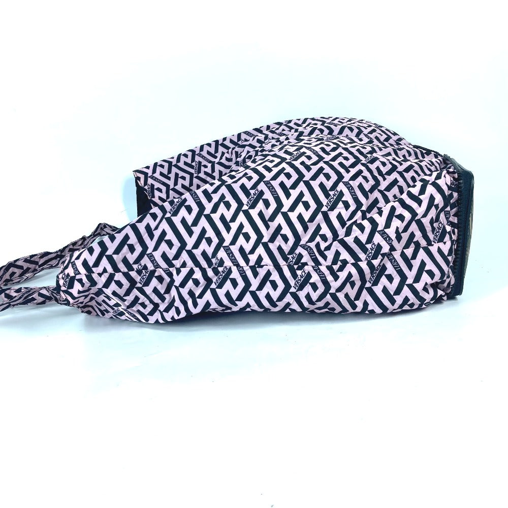 VERSACE グレカ ロゴ 折り畳み エコバッグ カバン 縦型 トートバッグ ポーチ ショルダーバッグ レザー/ナイロン ユニセックス カーキ - brandshop-reference