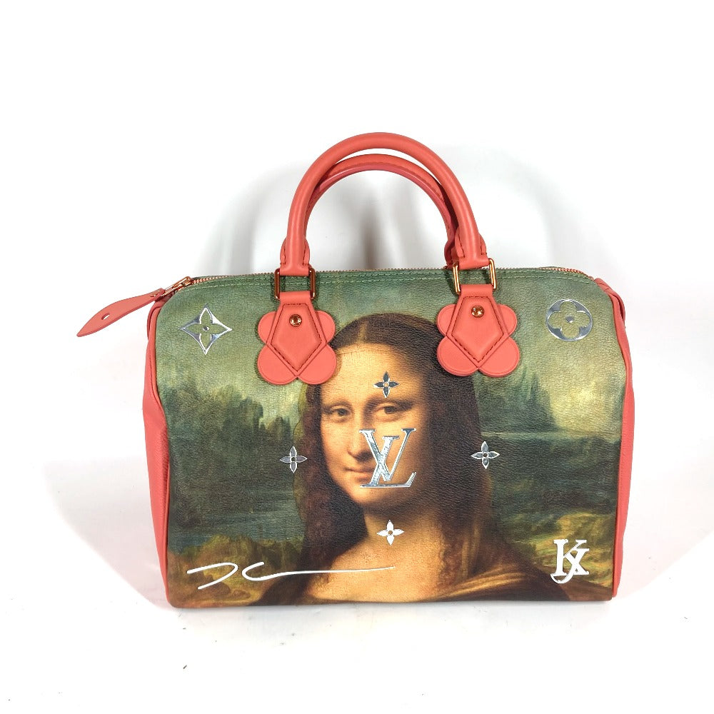 LOUIS VUITTON M43372 マスターズコレクション スピーディ30 モナ リザ ミニボストンバッグ カバン ハンドバッグ レザー/PVC レディース ピンク
