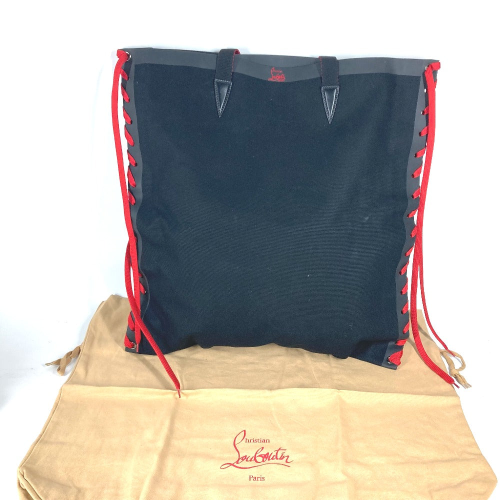 Christian Louboutin 3195149 カバン トートバッグ  カバレース CABALACE シューレース 縦型 バイカラー ショルダーバッグ キャンバス レディース ブラック