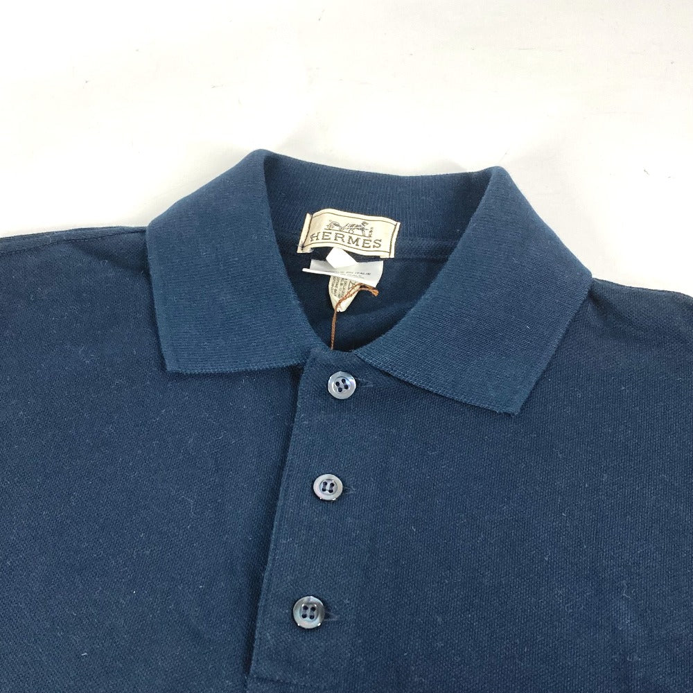 HERMES Hロゴ アパレル 半袖 トップス ポロシャツ コットン メンズ ネイビー - brandshop-reference