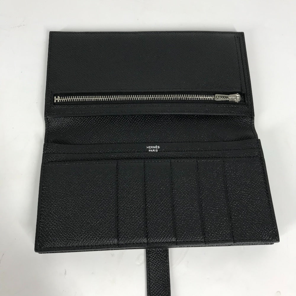 HERMES Hロゴ ベアンスフレ 2つ折り ロングウォレット 長財布 エプソン ユニセックス ブラック - brandshop-reference