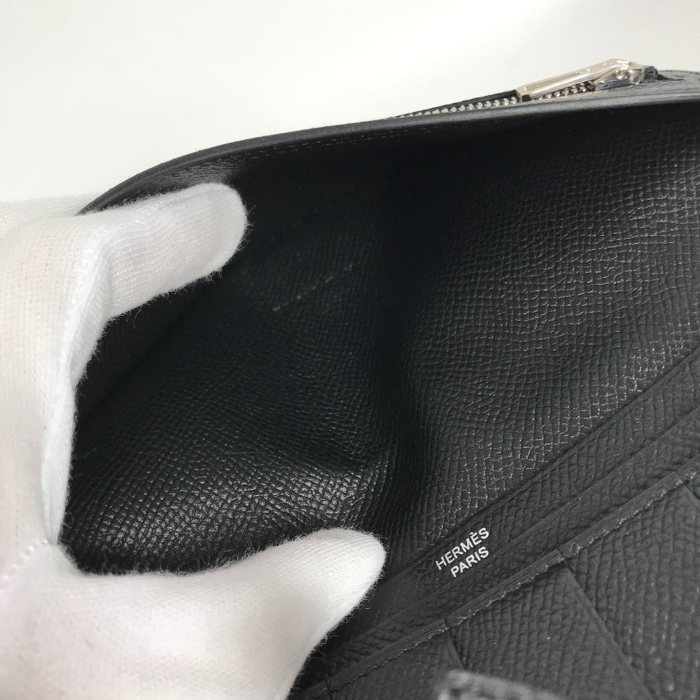 HERMES Hロゴ ベアンスフレ 2つ折り ロングウォレット 長財布 エプソン ユニセックス ブラック - brandshop-reference