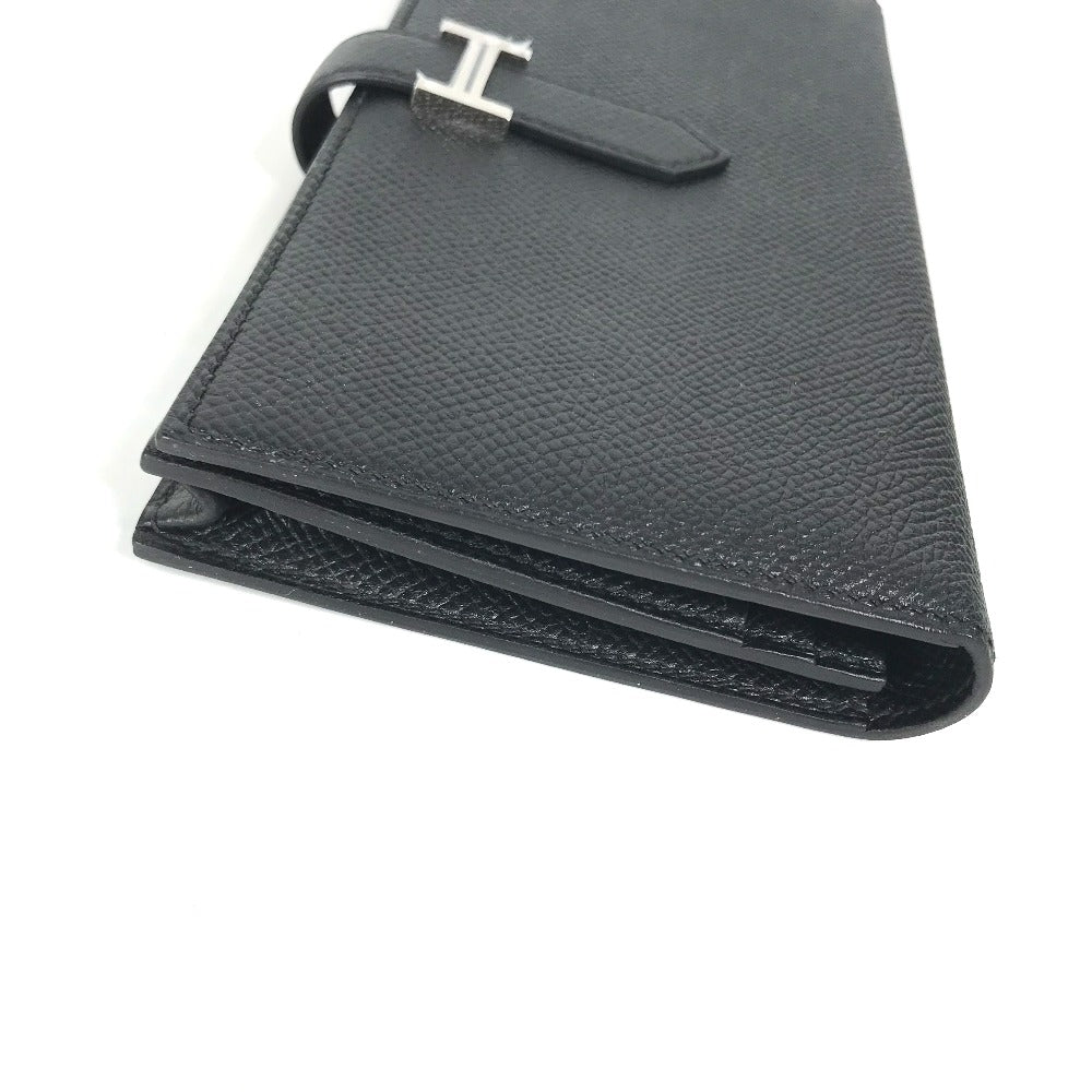 HERMES Hロゴ ベアンスフレ 2つ折り ロングウォレット 長財布 エプソン ユニセックス ブラック - brandshop-reference