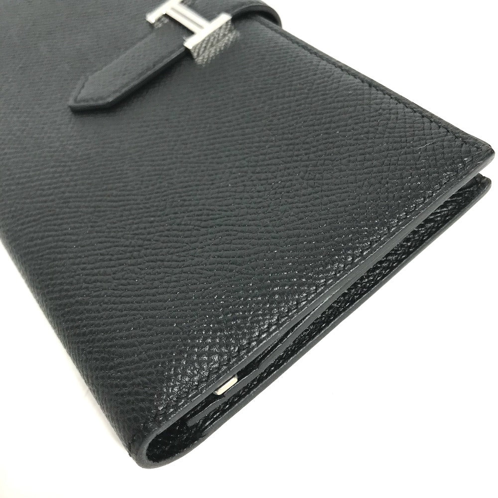 HERMES Hロゴ ベアンスフレ 2つ折り ロングウォレット 長財布 エプソン ユニセックス ブラック - brandshop-reference