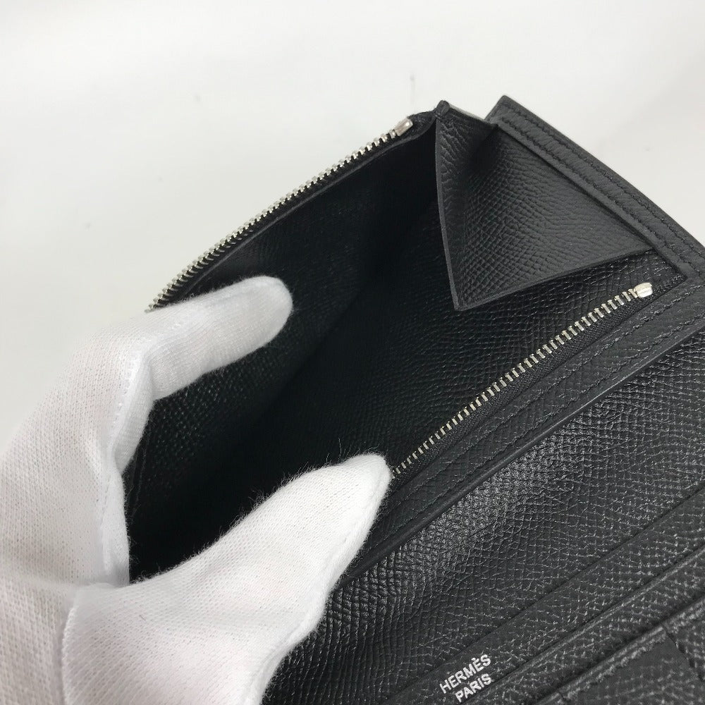 HERMES Hロゴ ベアンスフレ 2つ折り ロングウォレット 長財布 エプソン ユニセックス ブラック - brandshop-reference