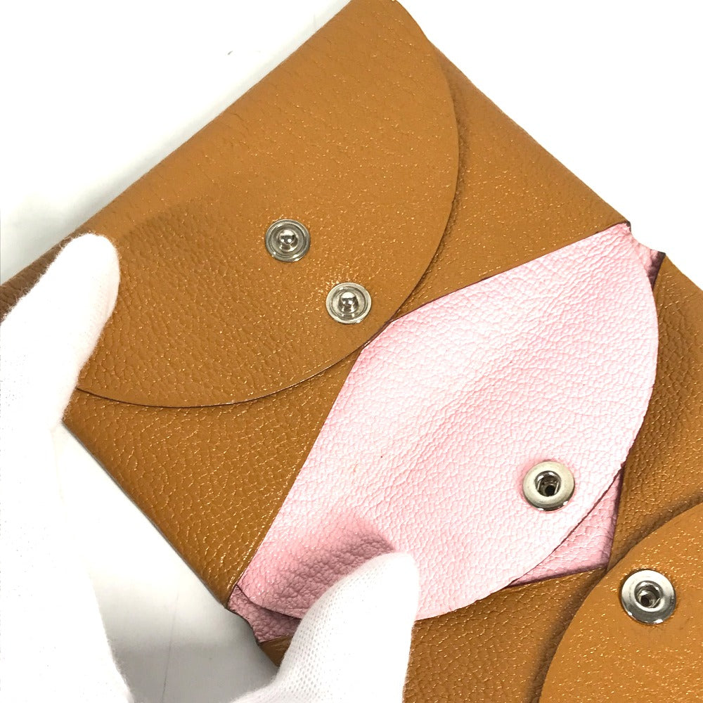 エルメス　カルヴィ　カードケース　ヴェルソ　ピンク　ベージュ　バイカラー エルメス カルヴィ カードケース ヴェルソ ピンク ベージュ バイカラー