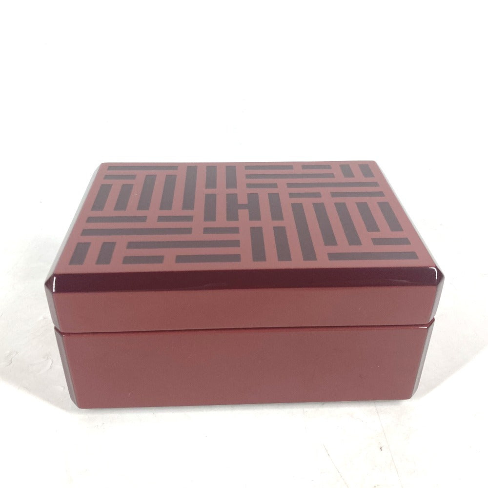 HERMES ロゴ ウッド リングボックス ジュエリーボックス 《ファセット/Hデダル》 アクセサリーケース ポーチ 小物入れ ウッド ユニセックス アカジュー レッド - brandshop-reference