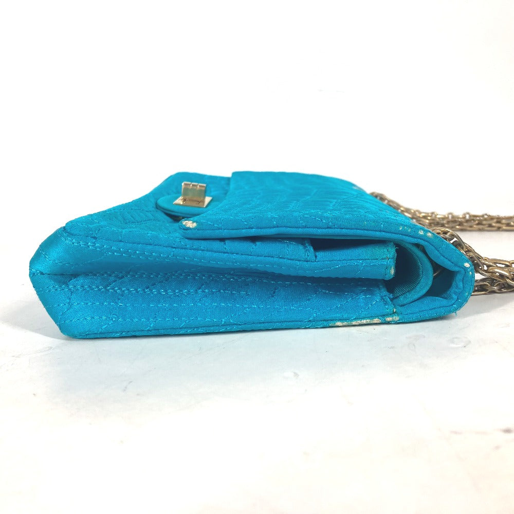 CHANEL 斜め掛け チェーンバッグ Wチェーン 2.55金具 マトラッセ ミラー付き 鏡 ショルダーバッグ ナイロン レディース ブルー - brandshop-reference