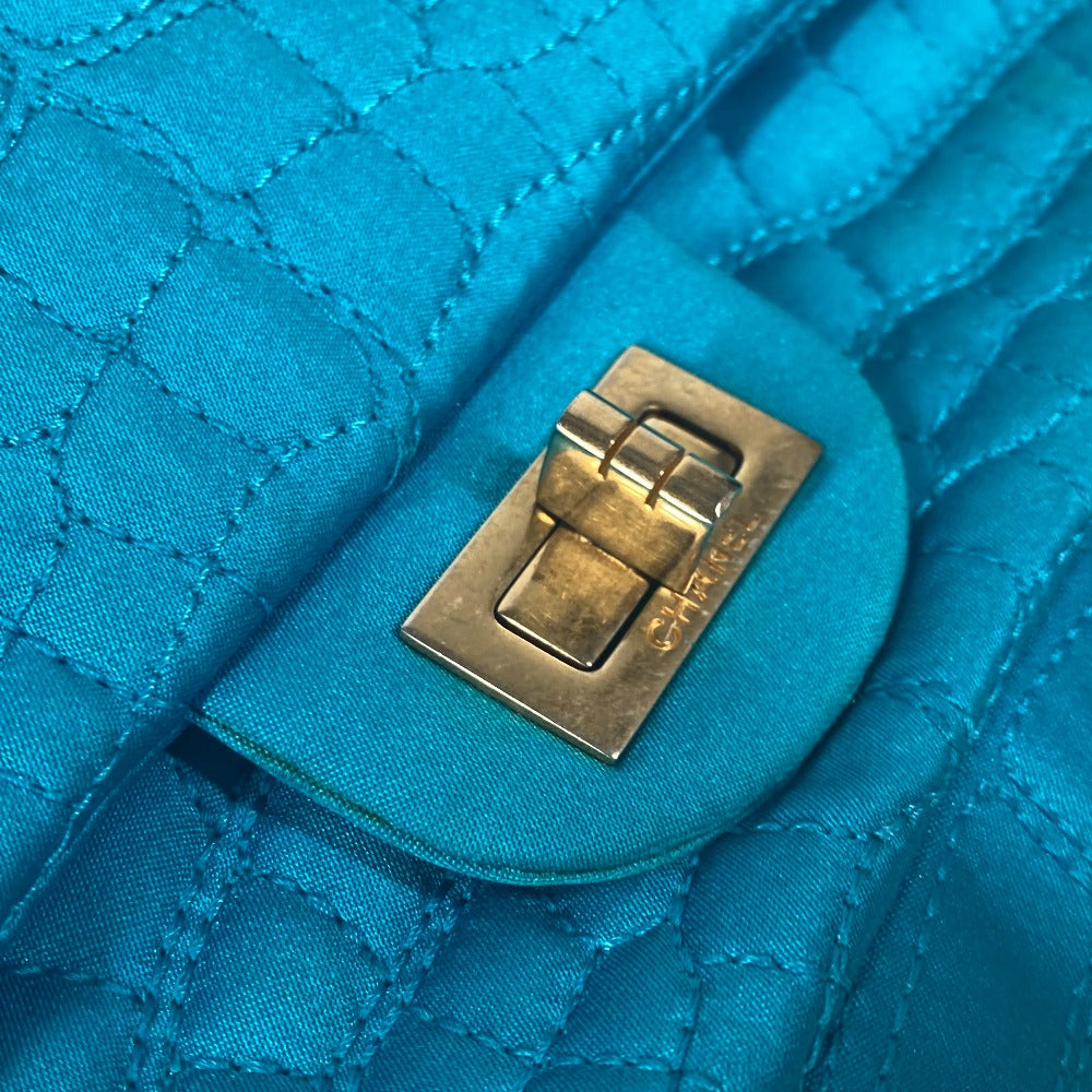 CHANEL 斜め掛け チェーンバッグ Wチェーン 2.55金具 マトラッセ ミラー付き 鏡 ショルダーバッグ ナイロン レディース ブルー - brandshop-reference