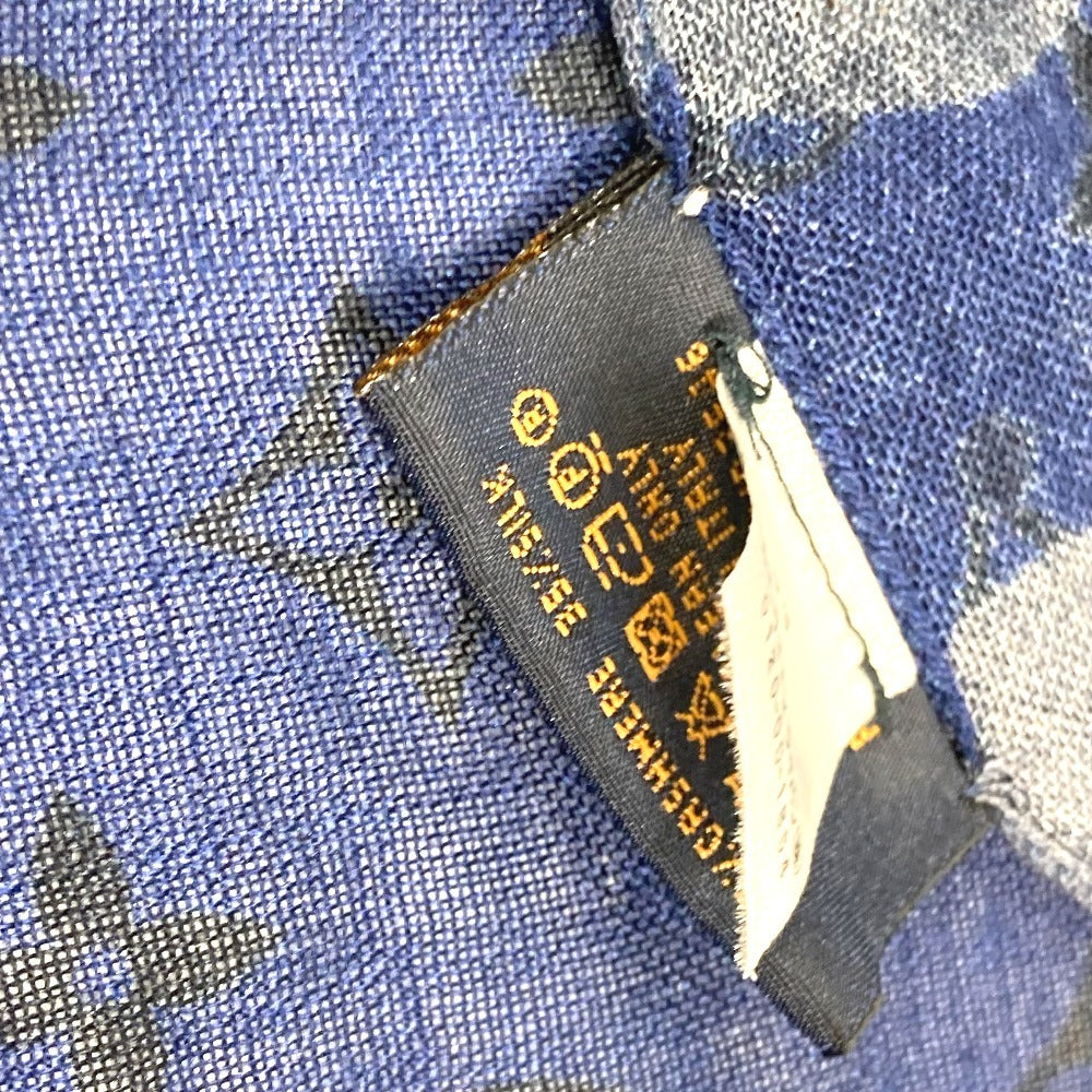 LOUIS VUITTON MP2546  モノグラム カモフラージュ ストール ショール フリンジ マフラー 迷彩 大判 ストール カシミヤ ユニセックス ブルー - brandshop-reference